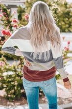 Load image into Gallery viewer, Color Block Drop Shoulder Round Neck Sweater