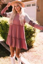 Load image into Gallery viewer, Mixed Print Frill Trim Long Sleeve Dress