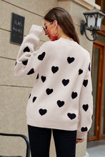 Load image into Gallery viewer, Heart Pattern Lantern Sleeve Round Neck Tunic Sweater