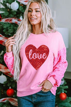 Load image into Gallery viewer, LOVE Heart Sequin Dropped Shoulder Sweatshirt