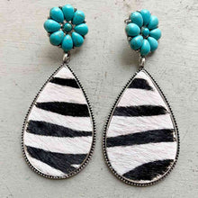 Load image into Gallery viewer, Turquoise Flower Teardrop Earrings