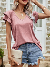 Load image into Gallery viewer, Layered Flutter Sleeve V-Neck Top