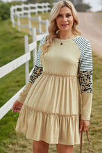Load image into Gallery viewer, Mixed Print Frill Trim Long Sleeve Dress