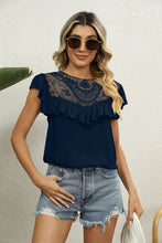 Load image into Gallery viewer, Spliced Lace Ruffled Blouse
