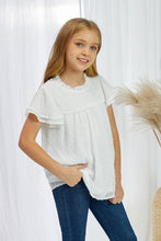 Load image into Gallery viewer, Girls Swiss Dot Smocked Flutter Sleeve Blouse