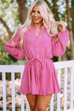 Load image into Gallery viewer, Textured Button Down Belted Dress