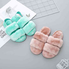 Load image into Gallery viewer, Faux Fur Open Toe Slippers