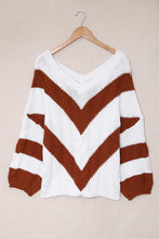 Load image into Gallery viewer, Chevron Cable-Knit V-Neck Tunic Sweater