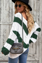 Load image into Gallery viewer, Chevron Cable-Knit V-Neck Tunic Sweater