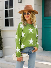 Load image into Gallery viewer, Star Round Neck Dropped Shoulder Sweater