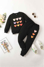 Load image into Gallery viewer, Kids Heart Graphic Sweatshirt and Joggers Set