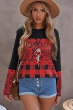 Load image into Gallery viewer, Mixed Print Color Block Long Sleeve Top