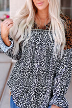 Load image into Gallery viewer, Animal Print Color Block V-Neck Flounce Sleeve Blouse