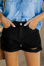 Load image into Gallery viewer, Distressed Cuffed Denim Shorts