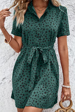 Load image into Gallery viewer, Dotted Short Sleeve Tie Belt Dress