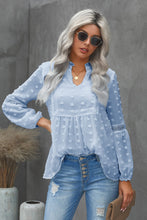 Load image into Gallery viewer, Swiss Dot Frilled Notched Neck Blouse