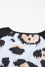 Load image into Gallery viewer, Printed Zip-Collar Short Raglan Sleeve Tee