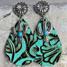 Load image into Gallery viewer, Turquoise Cactus Dangle Earrings