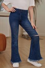 Load image into Gallery viewer, Girls Distressed Frayed Trim Flare Jeans