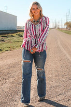 Load image into Gallery viewer, Multicolour Western Print Split Neck Peplum Blouse