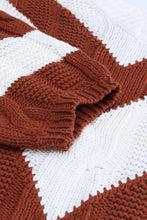 Load image into Gallery viewer, Chevron Cable-Knit V-Neck Tunic Sweater