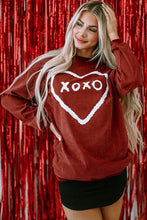 Load image into Gallery viewer, Heart Letter Graphic Round Neck Sweatshirt