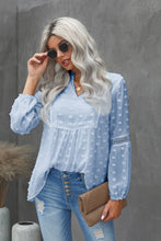 Load image into Gallery viewer, Swiss Dot Frilled Notched Neck Blouse