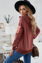 Load image into Gallery viewer, Half Zip Patch Pocket Drawstring Hoodie