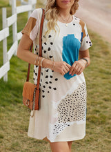 Load image into Gallery viewer, Mixed Print Round Neck T-Shirt Dress