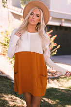 Load image into Gallery viewer, Color Block Round Neck Longline Top with Pockets