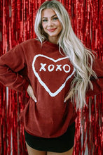 Load image into Gallery viewer, Heart Letter Graphic Round Neck Sweatshirt