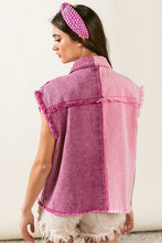 Load image into Gallery viewer, BiBi Pearl & Rhinestone  Decor Contrast Raw Hem Vest Coat