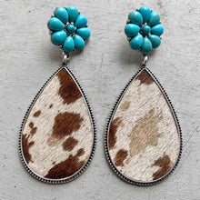 Load image into Gallery viewer, Turquoise Flower Teardrop Earrings