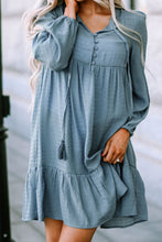 Load image into Gallery viewer, Half Button Ruffle Hem Babydoll Dress