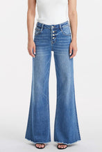 Load image into Gallery viewer, BAYEAS Full Size High Waist Button-Fly Raw Hem Wide Leg Jeans