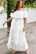 Load image into Gallery viewer, Plus Size Swiss Dot Off-Shoulder Tiered Dress