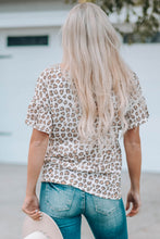 Load image into Gallery viewer, Leopard Buttoned Short Flounce Sleeve T-Shirt