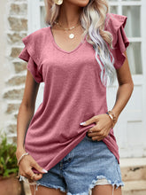 Load image into Gallery viewer, Layered Flutter Sleeve V-Neck Top