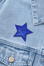 Load image into Gallery viewer, Pocketed Geometric Collared Neck Denim Jacket