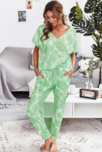 Load image into Gallery viewer, Tie-Dye V-Neck Tee and Joggers Lounge Set
