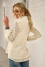 Load image into Gallery viewer, Swiss Dot Frilled Notched Neck Blouse