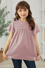 Load image into Gallery viewer, Girls Swiss Dot Smocked Flutter Sleeve Blouse