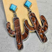 Load image into Gallery viewer, Turquoise Cactus Earrings