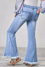 Load image into Gallery viewer, Girls Distressed Frayed Trim Flare Jeans