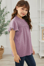 Load image into Gallery viewer, Girls Swiss Dot Smocked Flutter Sleeve Blouse