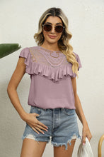 Load image into Gallery viewer, Spliced Lace Ruffled Blouse