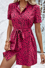 Load image into Gallery viewer, Dotted Short Sleeve Tie Belt Dress