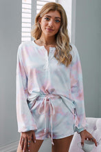 Load image into Gallery viewer, Quarter-Button Top and Drawstring Shorts Loungewear Set