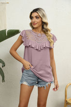 Load image into Gallery viewer, Spliced Lace Ruffled Blouse