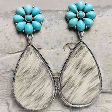 Load image into Gallery viewer, Turquoise Flower Teardrop Earrings
